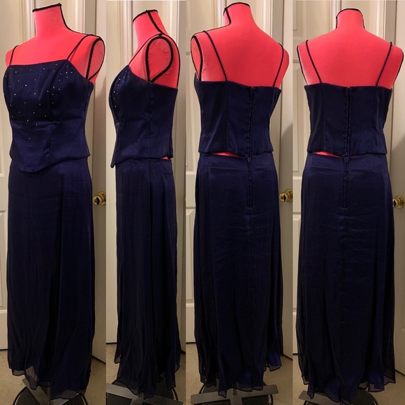 Two-piece vintage prom dress w/shawl - Picture 3 of 9